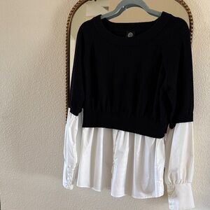 Black and White Layered Women Top